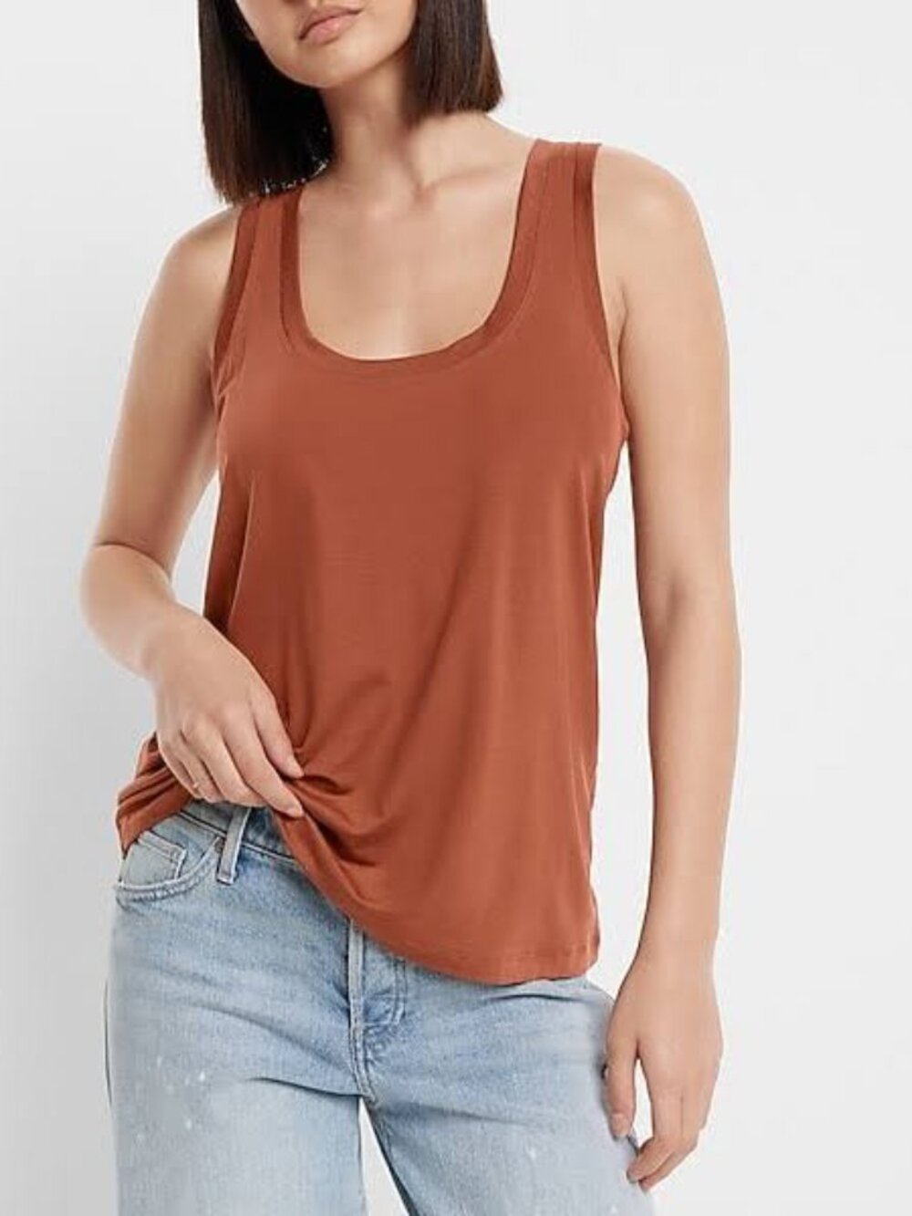 Relaxed Scoop Neck Tank in Rust